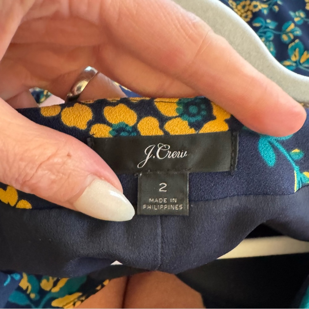 J.Crew Golden Navy Floral Wrap Dress in 365 Yellow Size 2 - Picture 5 of 11